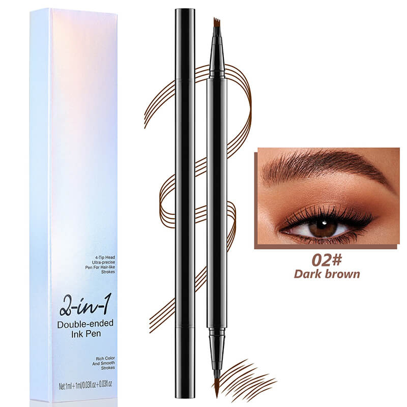 4 color liquid eyebrow pencil 2 in 1 waterproof 4D fine smooth liquid eyeliner