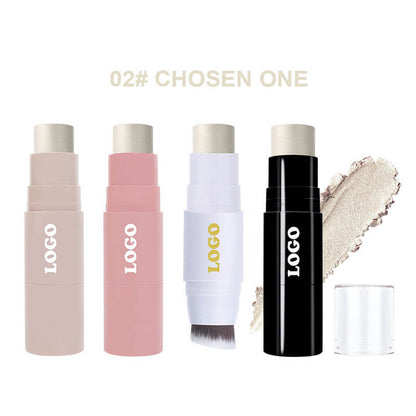 8 color 2 in 1 highlighter stick with brush cream waterproof