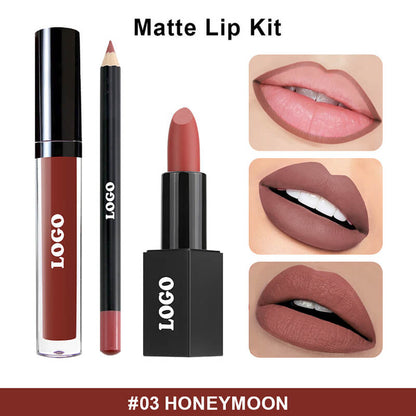 10 color 3 in 1 lip set matte lipstick & lip stain & lip liner gift kits