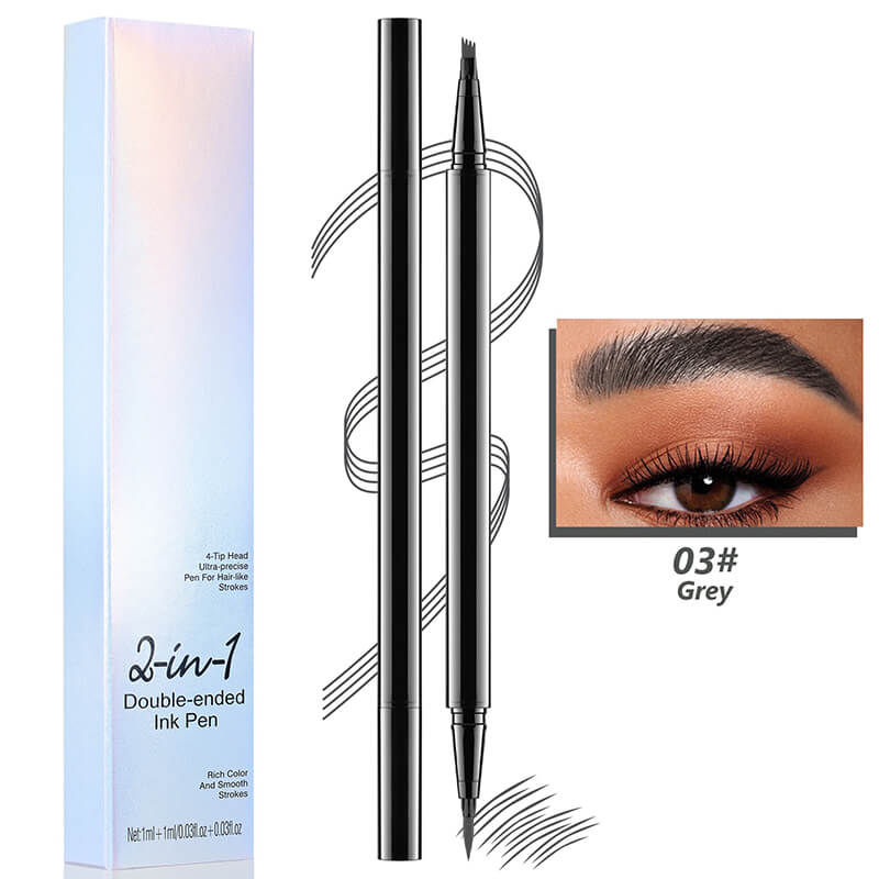 4 color liquid eyebrow pencil 2 in 1 waterproof 4D fine smooth liquid eyeliner