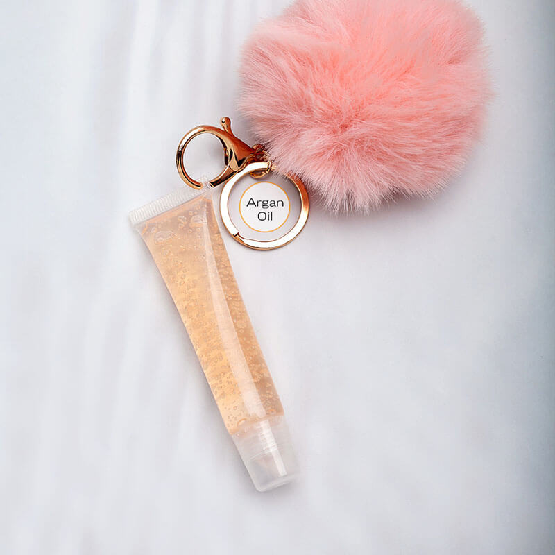 13 color fruity lip gloss pompom keychain vegan lipgloss