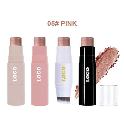 8 color 2 in 1 highlighter stick with brush cream waterproof