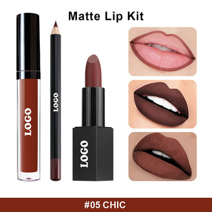 10 color 3 in 1 lip set matte lipstick & lip stain & lip liner gift kits