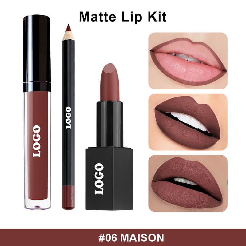 10 color 3 in 1 lip set matte lipstick & lip stain & lip liner gift kits