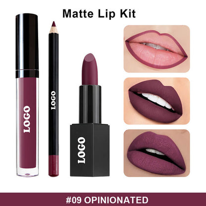 10 color 3 in 1 lip set matte lipstick & lip stain & lip liner gift kits