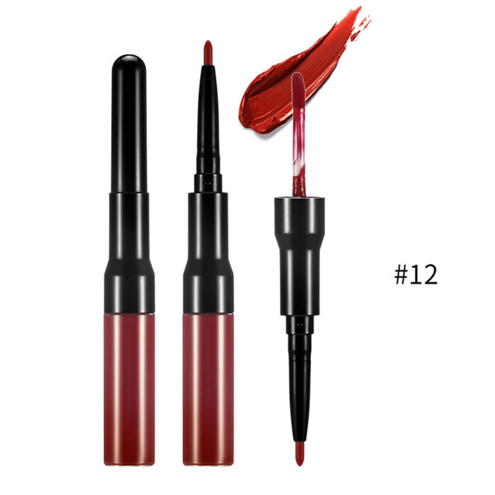 15 color matte liquid lipstick+lip liner double-headed long lasting