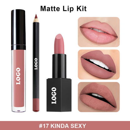 10 color 3 in 1 lip set matte lipstick & lip stain & lip liner gift kits