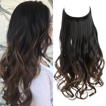 Hair extensions women wigs hair pieces fish line long curly chemical fiber