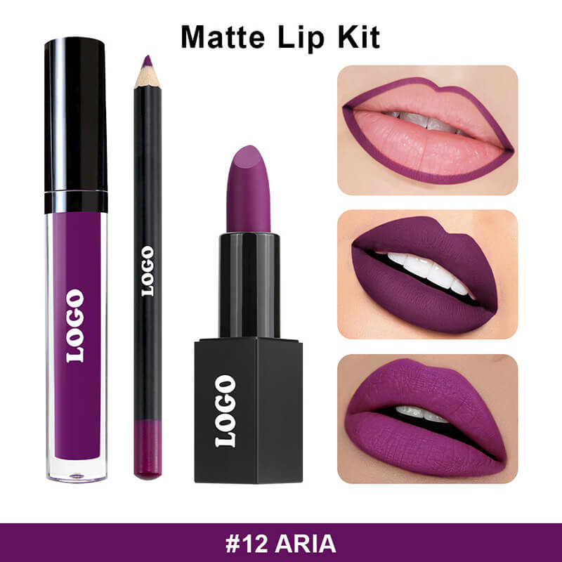 10 color 3 in 1 lip set matte lipstick & lip stain & lip liner gift kits