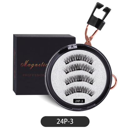 Magnetic false eyelash with curler quantum thick 3d glue-free eyelash