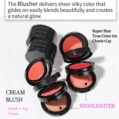 6 color 3 in 1 blush cream and highlighter powder long lasting