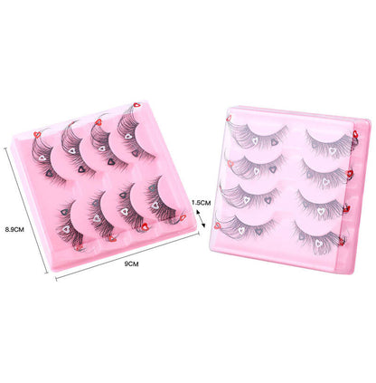 4 pairs eyelash false eyelashes mink hair lash natural reusable