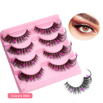 4 pairs eyelash false eyelashes mink hair lash natural reusable