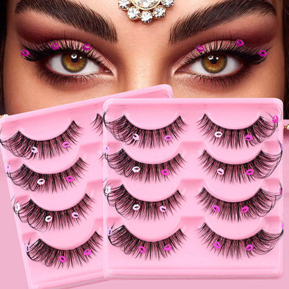 4 pairs eyelash false eyelashes mink hair lash natural reusable