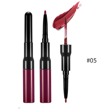 15 color matte liquid lipstick+lip liner double-headed long lasting