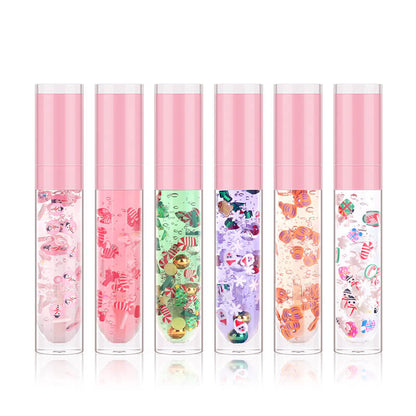 6 color Christmas lip oil clear lip gloss vegan print your logo