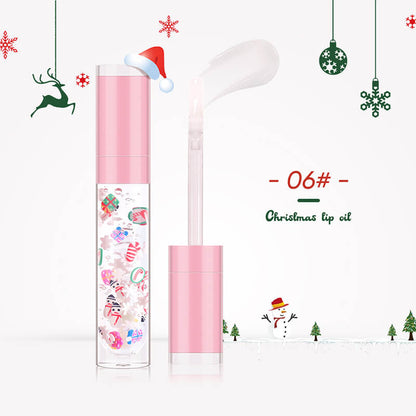 6 color Christmas lip oil clear lip gloss vegan print your logo