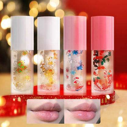 4 color Christmas lip oil vegan transparent lip gloss no logo