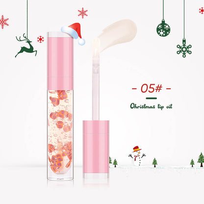 6 color Christmas lip oil clear lip gloss vegan print your logo