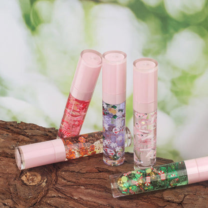 6 color Christmas lip oil clear lip gloss vegan print your logo