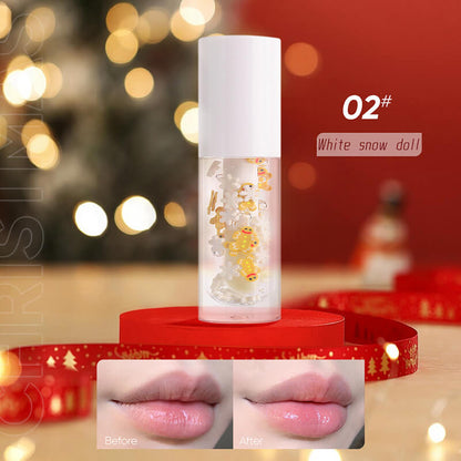 4 color Christmas lip oil vegan transparent lip gloss no logo