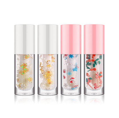 4 color Christmas lip oil vegan transparent lip gloss no logo