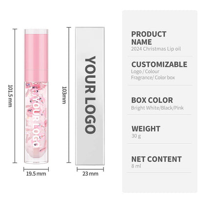 6 color Christmas lip oil clear lip gloss vegan print your logo