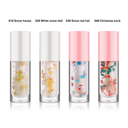 4 color Christmas lip oil vegan transparent lip gloss no logo