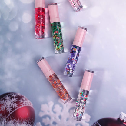 6 color Christmas lip oil clear lip gloss vegan print your logo