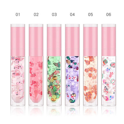 6 color Christmas lip oil clear lip gloss vegan print your logo