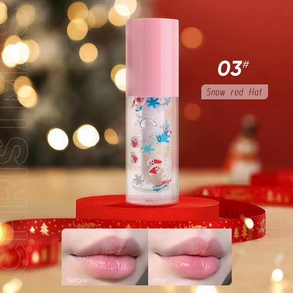 4 color Christmas lip oil vegan transparent lip gloss no logo