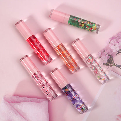 6 color Christmas lip oil clear lip gloss vegan print your logo