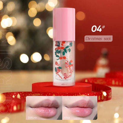 4 color Christmas lip oil vegan transparent lip gloss no logo