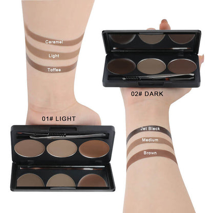 3 color eyebrow powder kit cream brow tint with brush and brow stencil