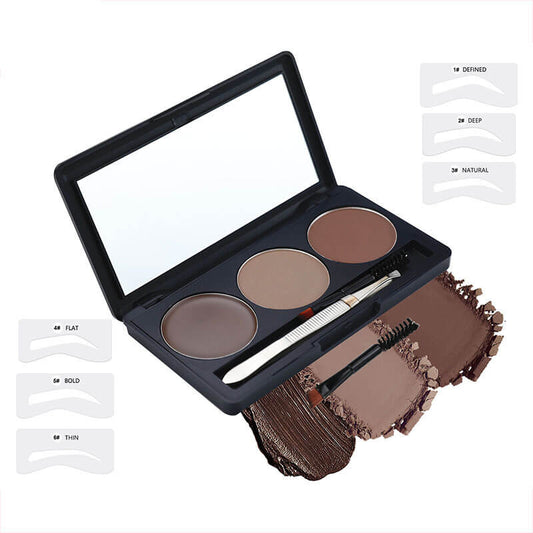 3 color eyebrow powder kit cream brow tint with brush and brow stencil