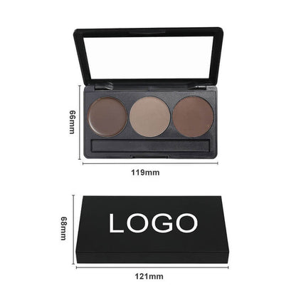 3 color eyebrow powder kit cream brow tint with brush and brow stencil