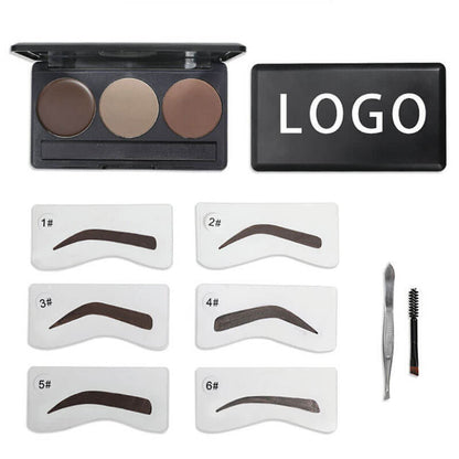 3 color eyebrow powder kit cream brow tint with brush and brow stencil