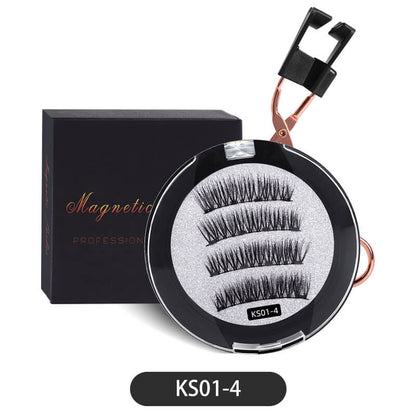 Magnetic false eyelash with curler quantum thick 3d glue-free eyelash