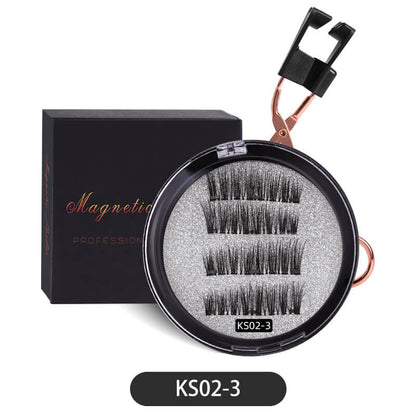 Magnetic false eyelash with curler quantum thick 3d glue-free eyelash