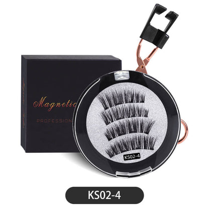 Magnetic false eyelash with curler quantum thick 3d glue-free eyelash