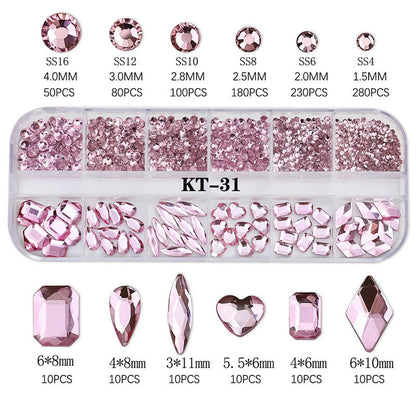 6 color nails decoration diy crystal rhinestones art nail gems