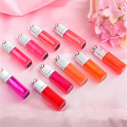 30 color lip oil 3ml small size lip plumping oil clear lip gloss silver-plated tube