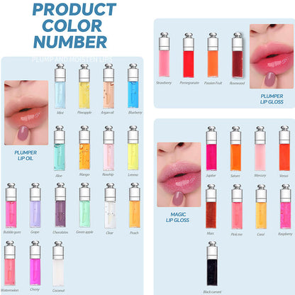 30 color lip oil 3ml small size lip plumping oil clear lip gloss silver-plated tube