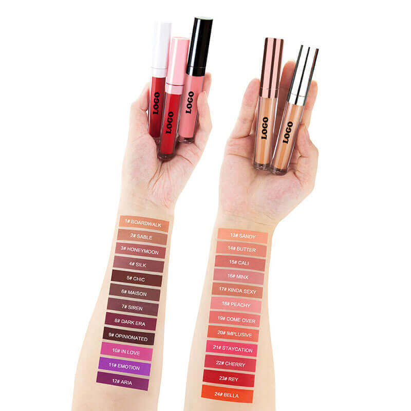 24 color matte liquid lipstick long lasting waterproof not stick pink tube