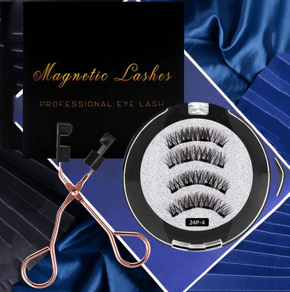 Magnetic false eyelash with curler quantum thick 3d glue-free eyelash