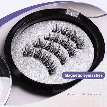 Magnetic false eyelash with curler quantum thick 3d glue-free eyelash