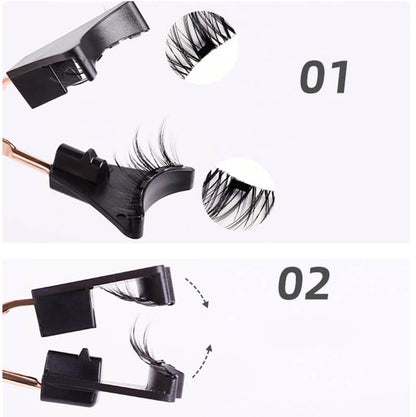 Magnetic false eyelash with curler quantum thick 3d glue-free eyelash