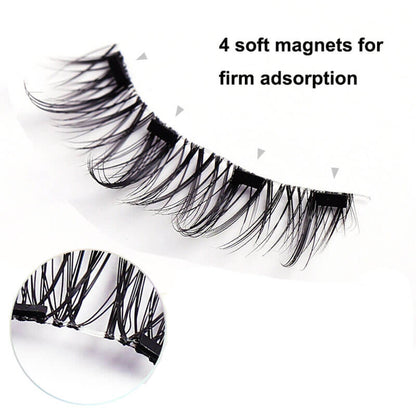 Magnetic false eyelash with curler quantum thick 3d glue-free eyelash