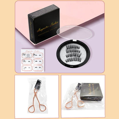 Magnetic false eyelash with curler quantum thick 3d glue-free eyelash