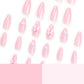 Nail art cute pink bow manicure fake nails glitter pearl nails 24pcs